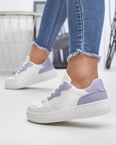 Pantofi sport de damă albi cu inserții mov Tercua- Footwear