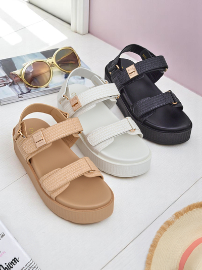 Royalfashion Kallisto – Białe sandały damskie na platformie, skóra ekologiczna