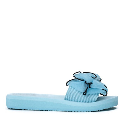 Niebieskie klapki z kokardką Assemini - Obuwie