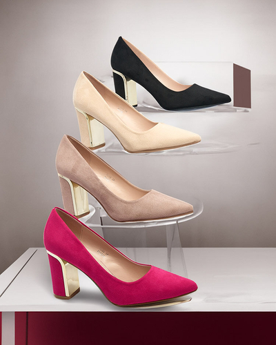 Royalfashion Pantofi de damă din piele ecologică de căprioară bej Afrogosa