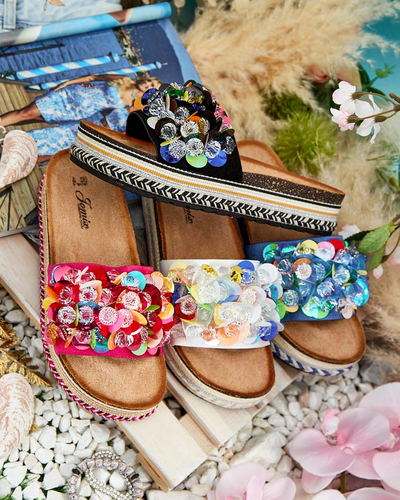 Royalfashion Șlapi de damă Loassa cu pietre prețioase
