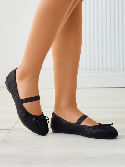 Royalfashion Balerini strălucitoare pentru femei cu fundiță și elastic Safte