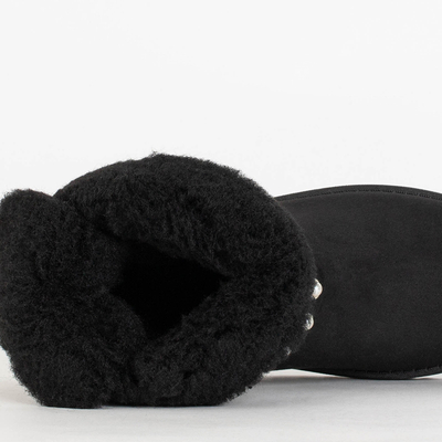 Cizme de zăpadă negre de damă cu panglică Himini - Încălțăminte