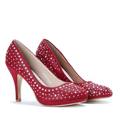 Czerwone szpilki z cyrkoniami Asja - Obuwie