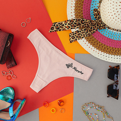 Tanga de damă clasică din bumbac, de culoare roz deschis - Lenjerie intimă