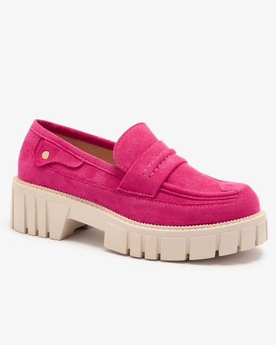 Royalfashion Eco mocasini din piele de căprioară fucsia pentru femei Siherta