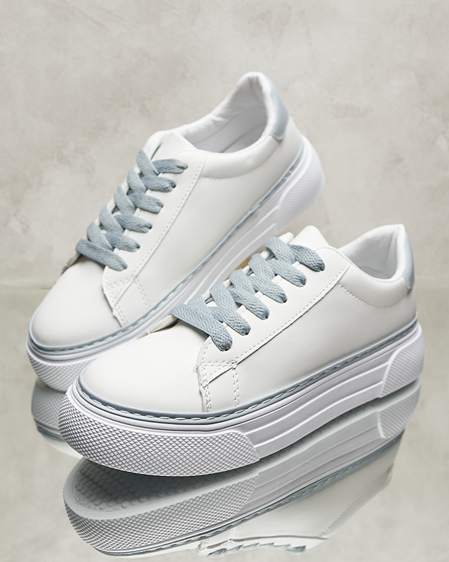 Adidași sport de damă albi cu inserții albastre Assalia - Încălțăminte