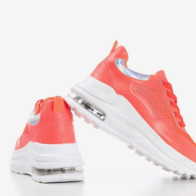 Neonowe pomarańczowe sportowe sneakersy damskie z holograficznymi wstawkami Piulesa - Obuwie