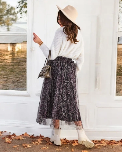 Fusta midi pentru femei, cu model din dantelă de la Royalfashion