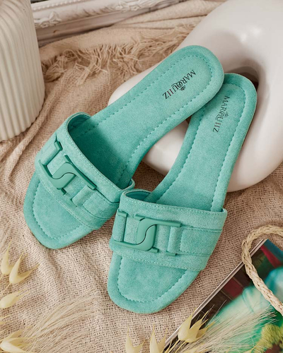 Royalfashion Șlapi de damă Mint cu cataramă Rydr