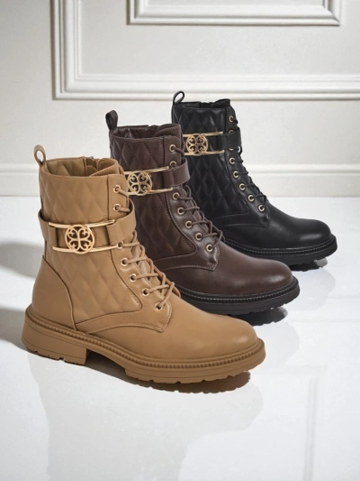 Botine matlasate de damă din piele ecologică Sable Rose