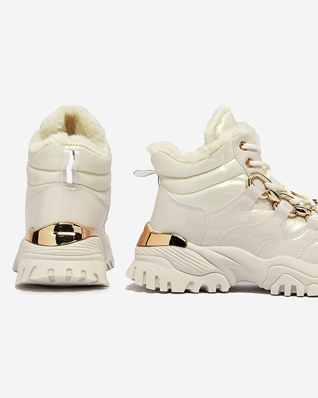 Pantofi sport de iarnă pentru femei crem a'la trappers Mertika - Încălțăminte