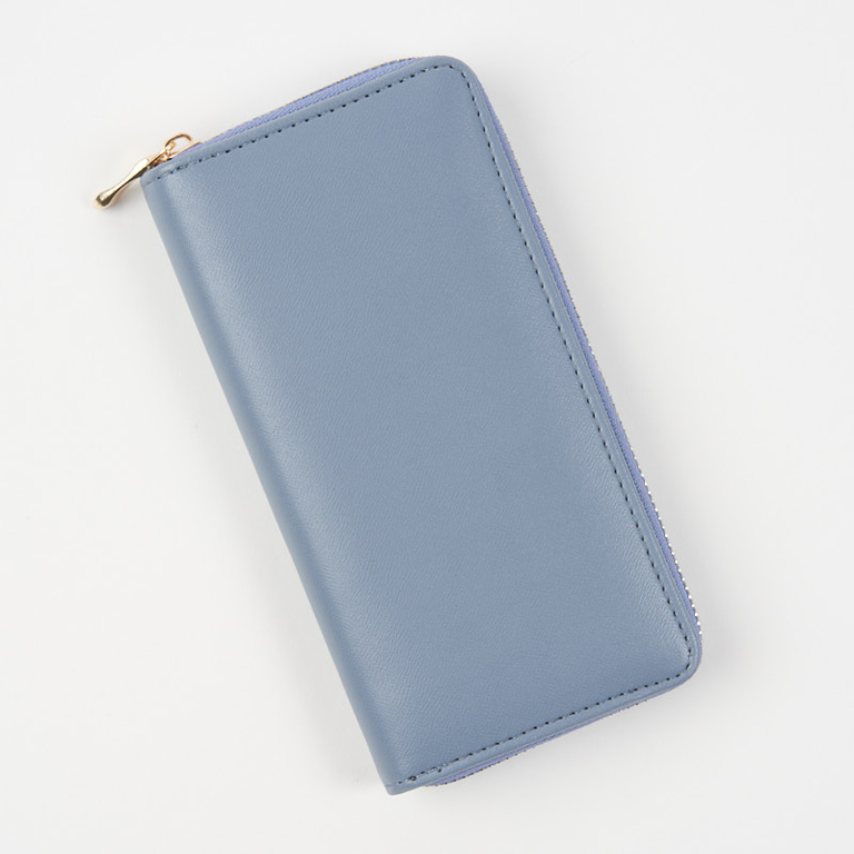 Portofel mare de dama albastru din piele ecologica - Accesorii