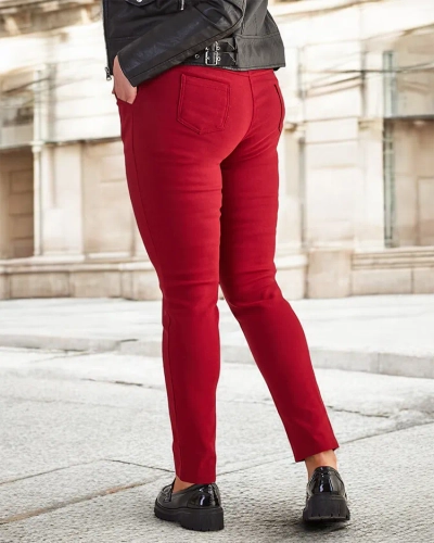 Treggings izolați de damă visiniu - Îmbrăcăminte