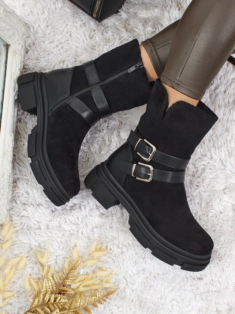 Botine înalte de damă din piele ecologică întoarsă Callire