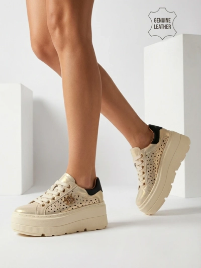 Sneakers sport damă ajurate din piele naturală Atelle