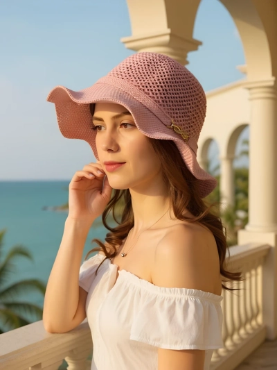 Royalfashion Pălărie de damă cu bor ondulat Wave Breeze