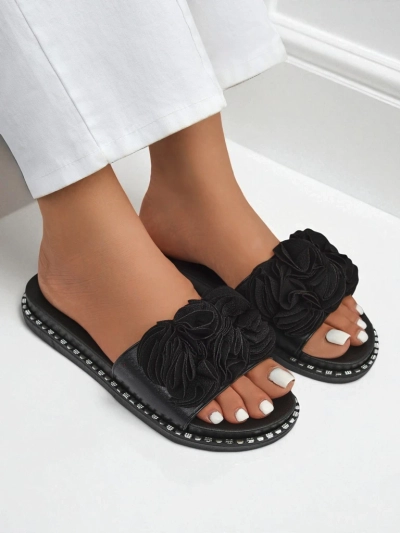 Royalfashion Papuci de damă cu talpă plată Flora Verde