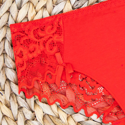Chiloți de dantelă roșie pentru femei - Lenjerie intimă