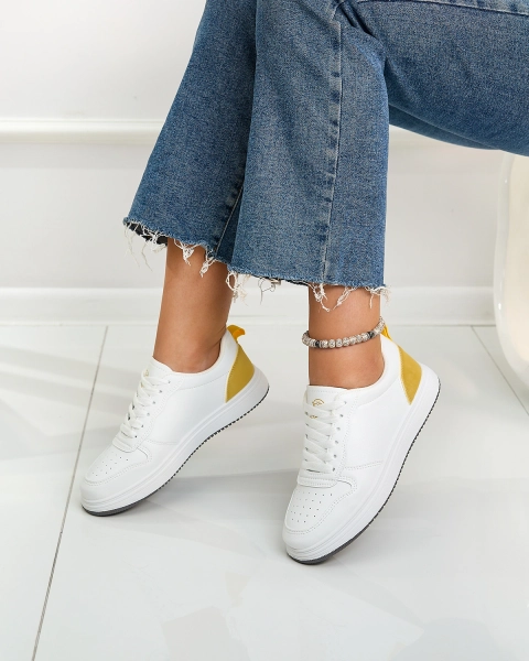 Royalfashion Pantofi sport clasici albi și galbeni Colorburst Classics