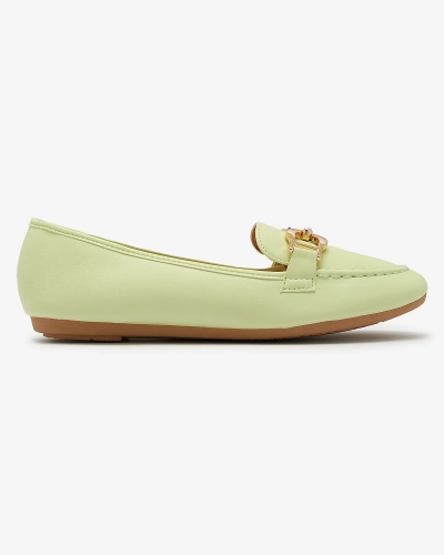Mocasini de damă din piele ecologică verde cu ornament Wiwet-Footwear