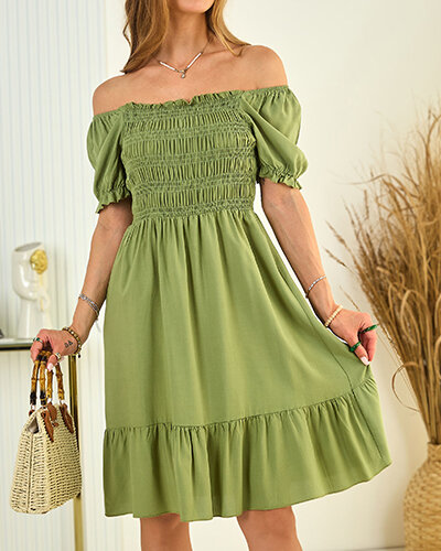 Royalfashion Rochie mini a'la hiszpanka din bumbac pentru femei