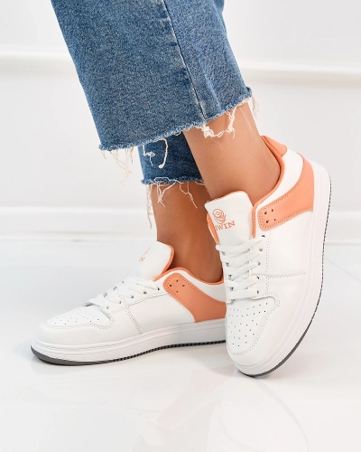 Royalfashion Pantofi sport de damă albi și portocalii Elevace