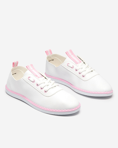Tenisi dama alb si roz din piele ecologica Rotimo - Incaltaminte