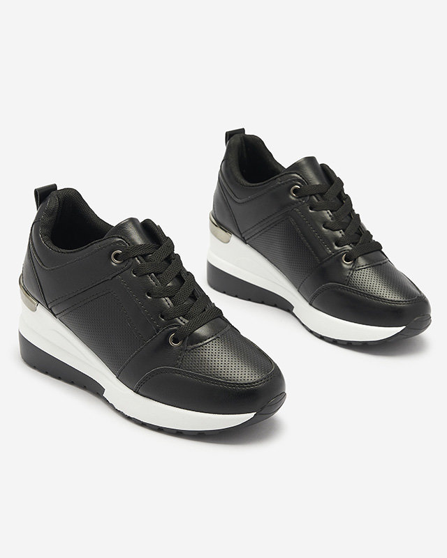 Pantofi sport pentru femei din piele ecologică neagră pe ancoră Namari - Încălțăminte