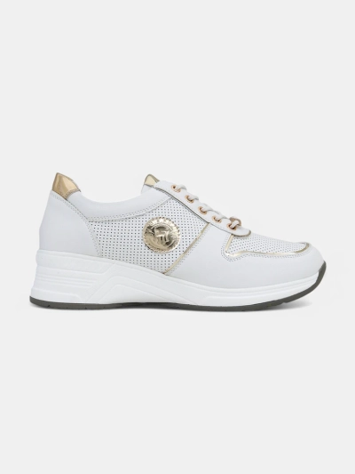 Sneakers damskie koturny Calista Athena białe skóra ekologiczna