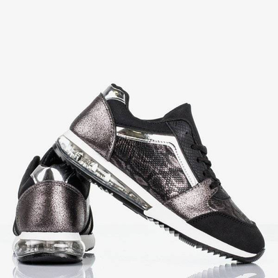 OUTLET Adidași negri cu decor de piele de șarpe Obsesie - Încălțăminte