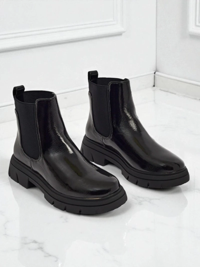 Botine din piele ecologică lăcuită Oryss