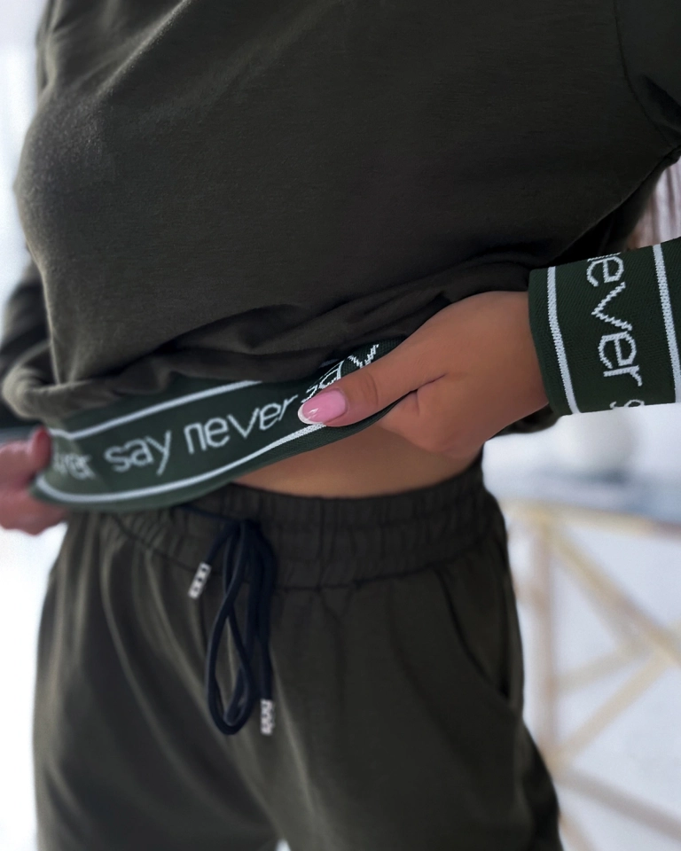 Royalfashion Set bluză de trening verde închis pentru femei