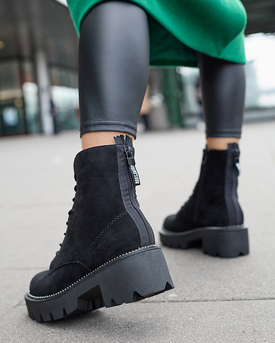 Cizme de damă negre cu toc negru Savet- Footwear