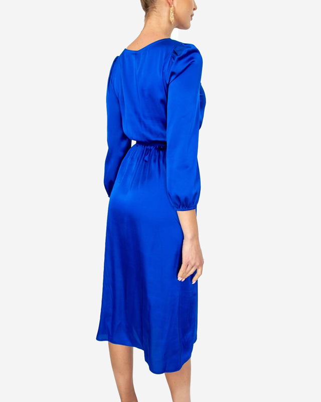 Rochie midi cobalt, decupata in talie - Imbracaminte