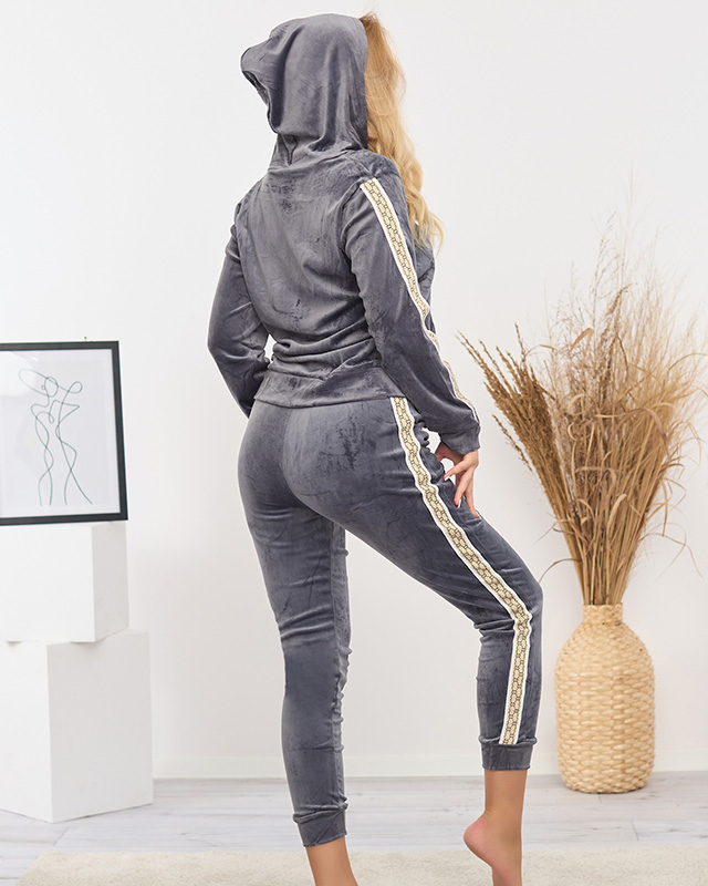 Set hanorac gri dama cu dungi - Imbracaminte