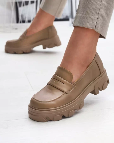 Mocasini de damă maro deschis cu talpă solidă Desika - Încălțăminte