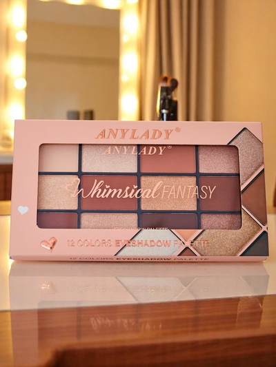 ANYLADY Paletă de 12 farduri de pleoape cu finisaje glitter și mate Golden Chocolate Fudge