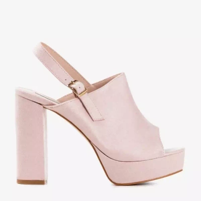 OUTLET Sandale din piele ecologică roz deschis pe un post superior Tripsi-Shoes