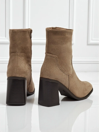 Botine de damă Rune Fast din piele ecologică întoarsă cu toc gros