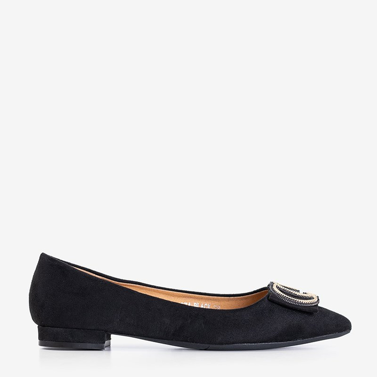 Balerini de femei negre cu decor Janessa - Încălțăminte