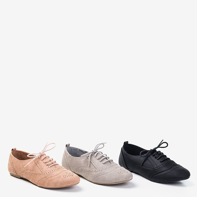 Czarne damskie półbuty ażurowe Gresian - Obuwie