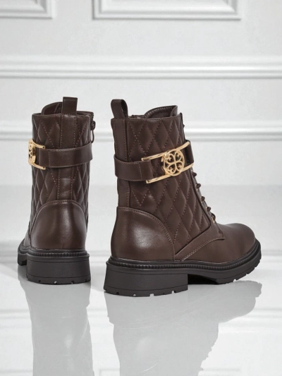 Botine matlasate de damă din piele ecologică Sable Rose
