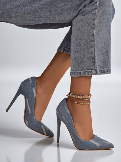 Royalfashion Pantofi cu toc înalt pentru femei Denim Chic