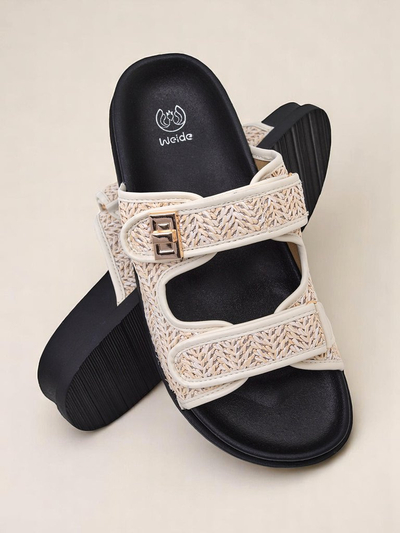 Royalfashion Papuci de damă cu împletitură Delibeli