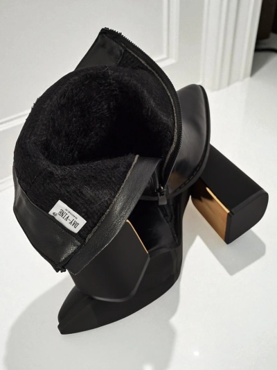 Botine de damă AshenPurl din piele ecologică cu toc gros