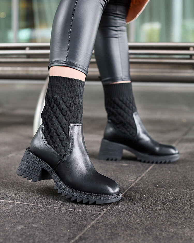 Royalfashion Cizme cu toc plat Acigog negru pentru femei