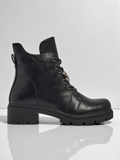 Botine de damă cu șireturi din piele ecologică Veltih