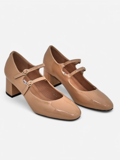 Royalfashion Pantofii cu toc pentru femei din patent cu curele Ovigs