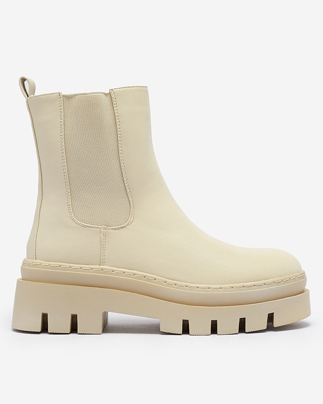 Cizme de damă crem cu talpă mai groasă Zalevin- Footwear